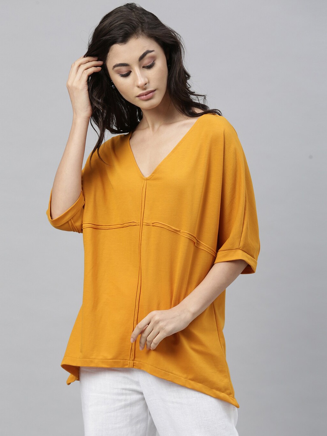 

RAREISM Yellow Flared Sleeves Boxy Top
