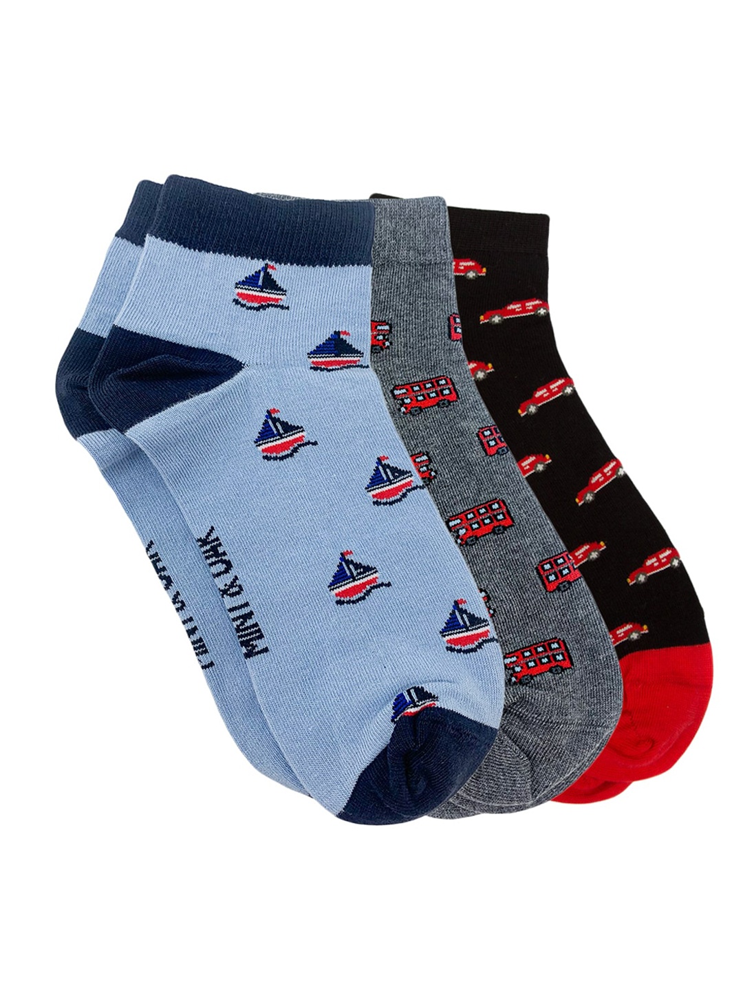 

Mint & Oak Men Pack Of 3 Assorted Ankle-Length Socks