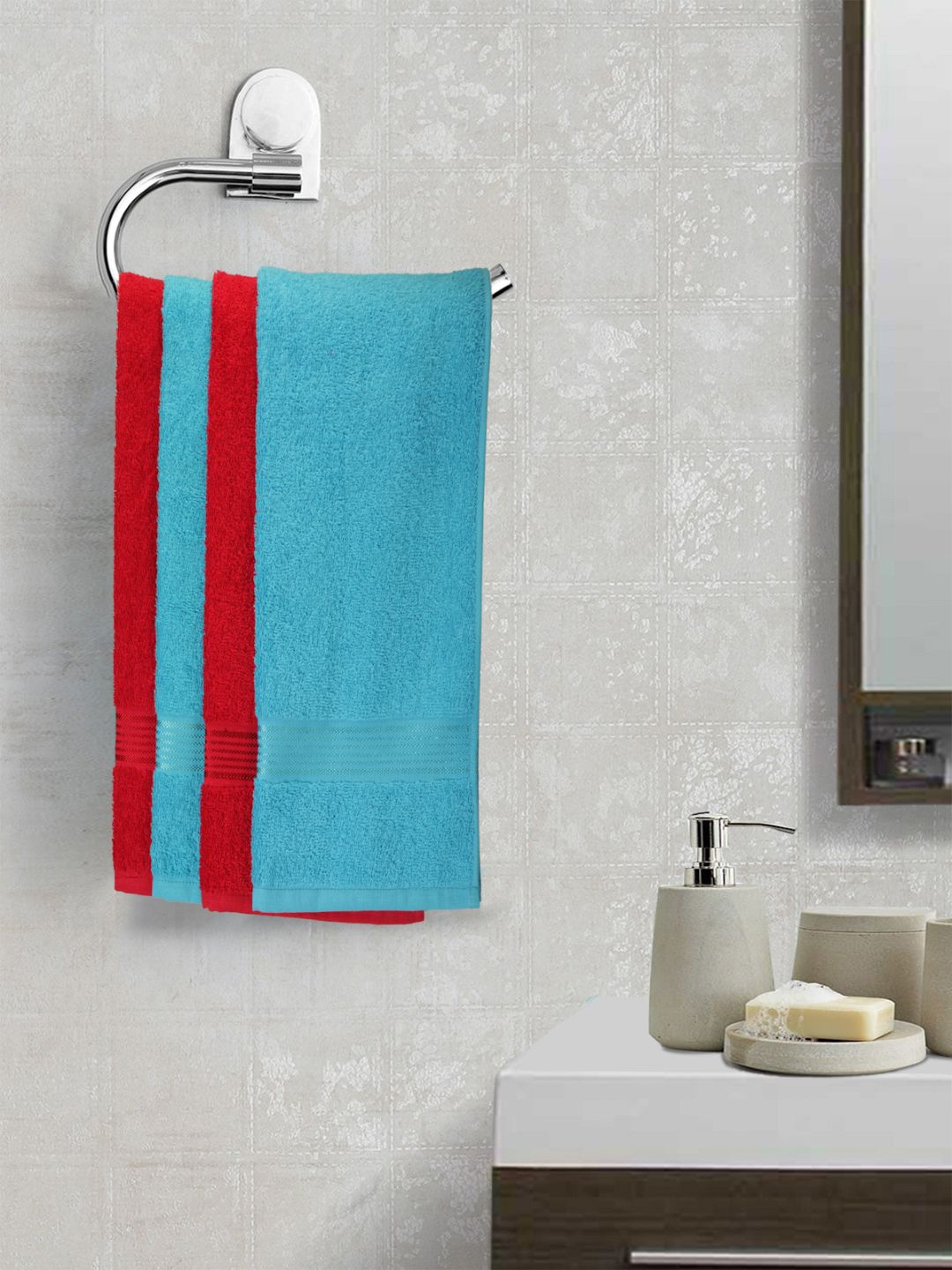 

KOPA Set Of 4 Solid Super Absorbent 380 GSM Cotton Hand Towels, Multi