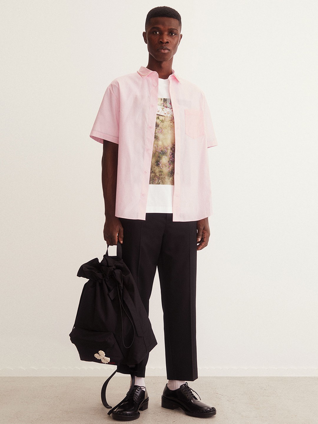 

H&M Men Pink Short-Sleeved Cotton Shirt