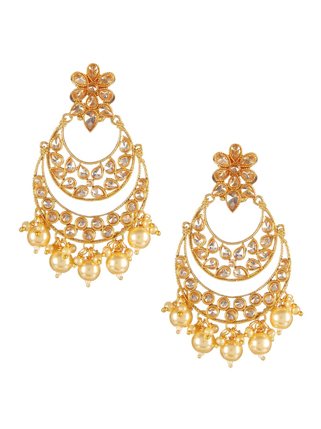 

Adwitiya Collection Gold-Toned Contemporary Chandbalis