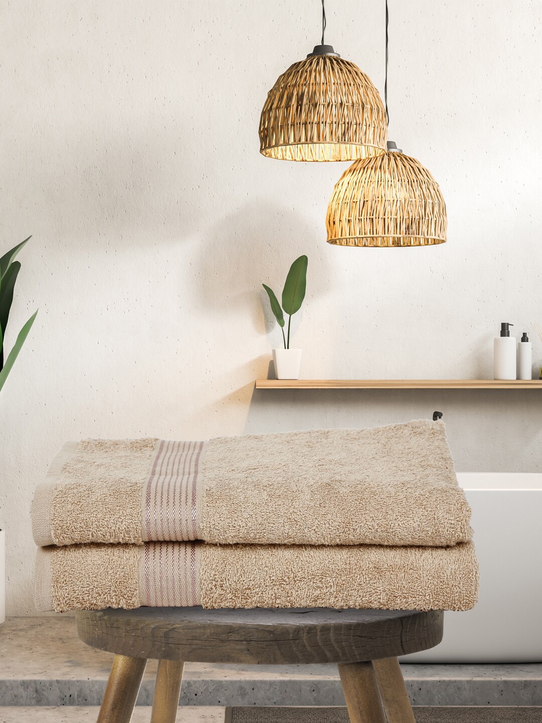 

KOPA Taupe Set Of 2 Solid Super Absorbent 380 GSM Cotton Bath Towels