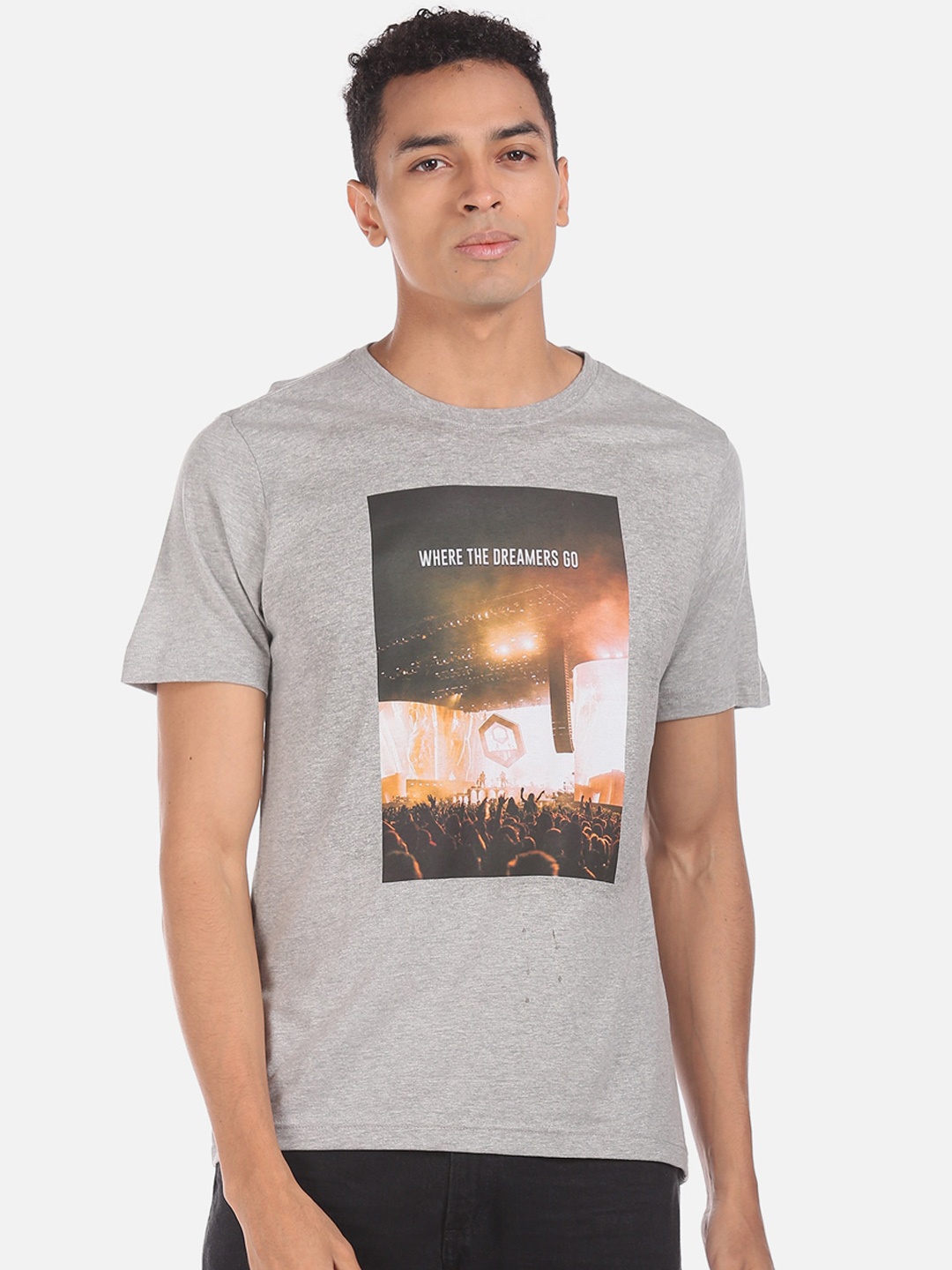 

Colt Men Grey Printed Round Neck T-shirt