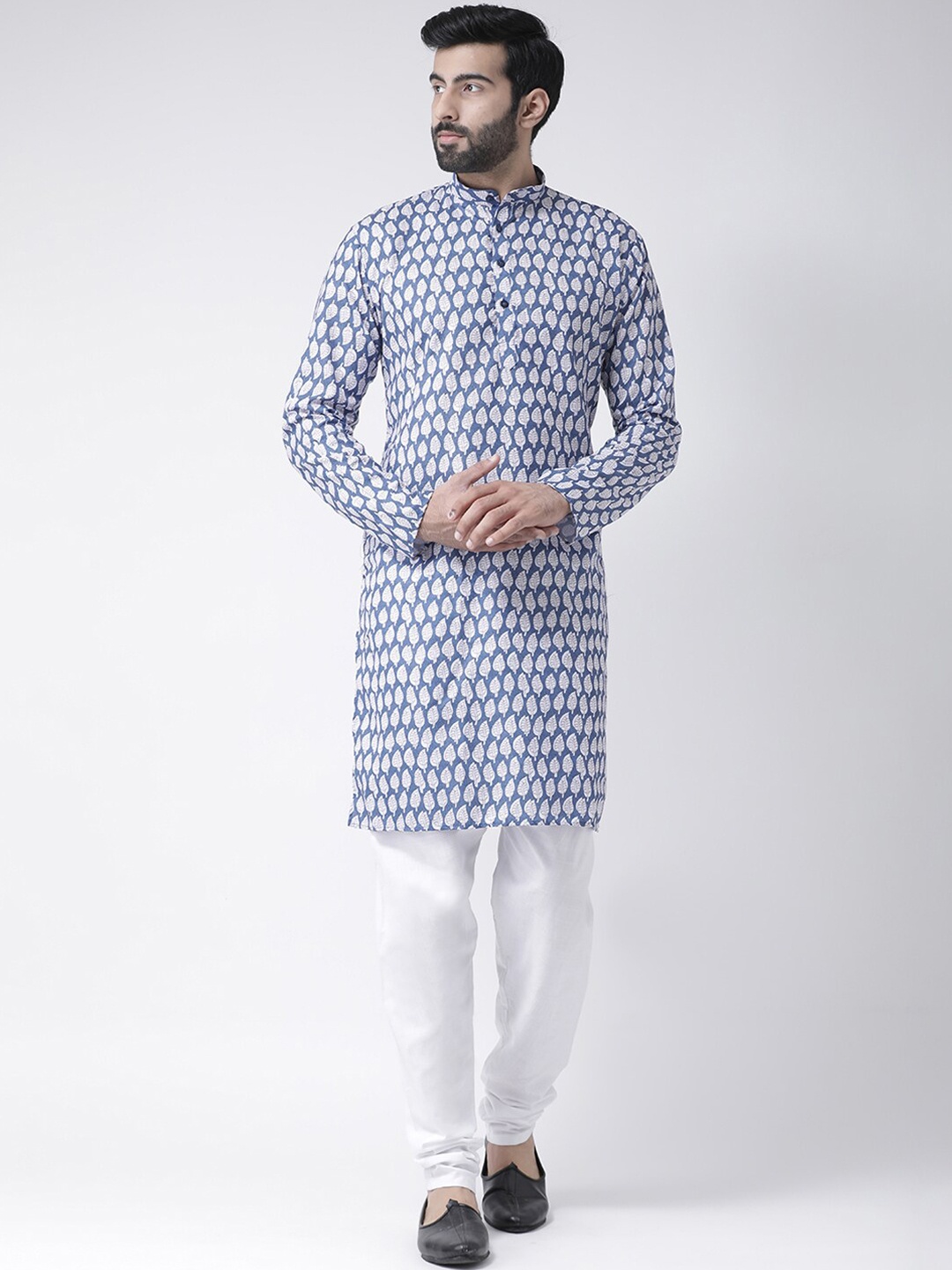 

Hangup Men Blue Geometric Printed Kurta