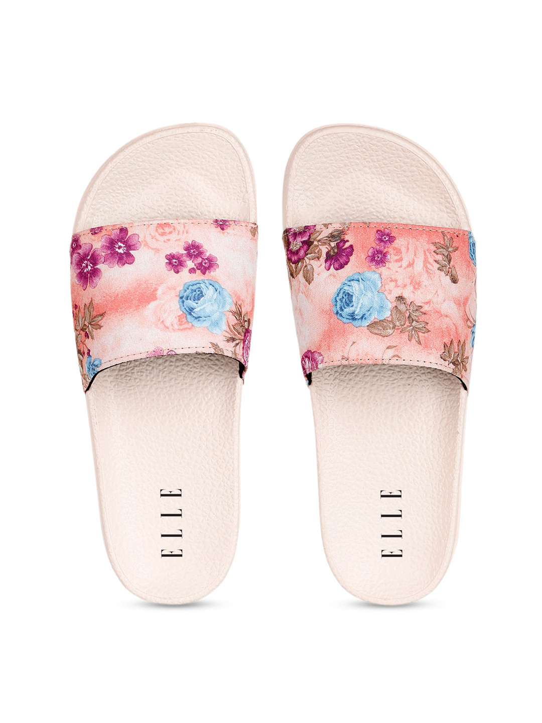 

ELLE Women Pink & Peach-Coloured Printed Sliders