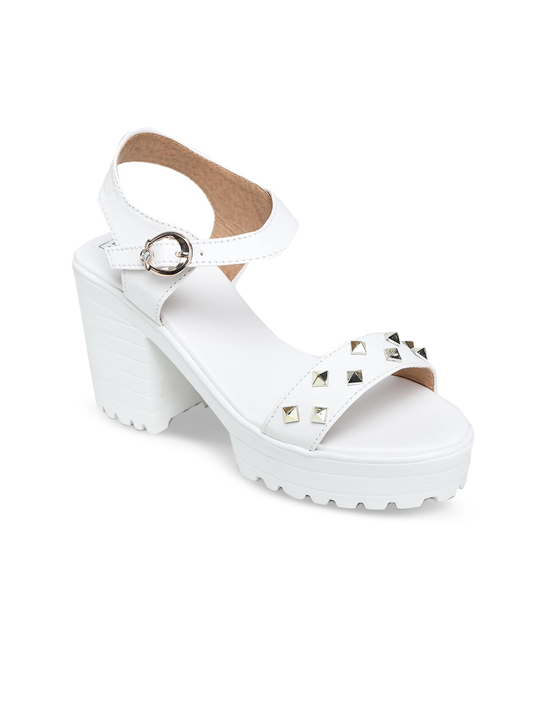 

LONDON STEPS Women White Embellished Platforms