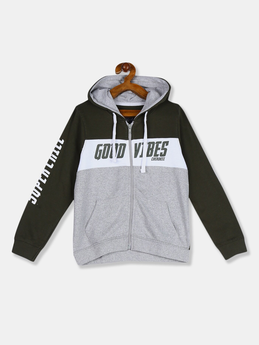 

Cherokee Boys Grey & Black Colorblocked Hooded Sweatshirt