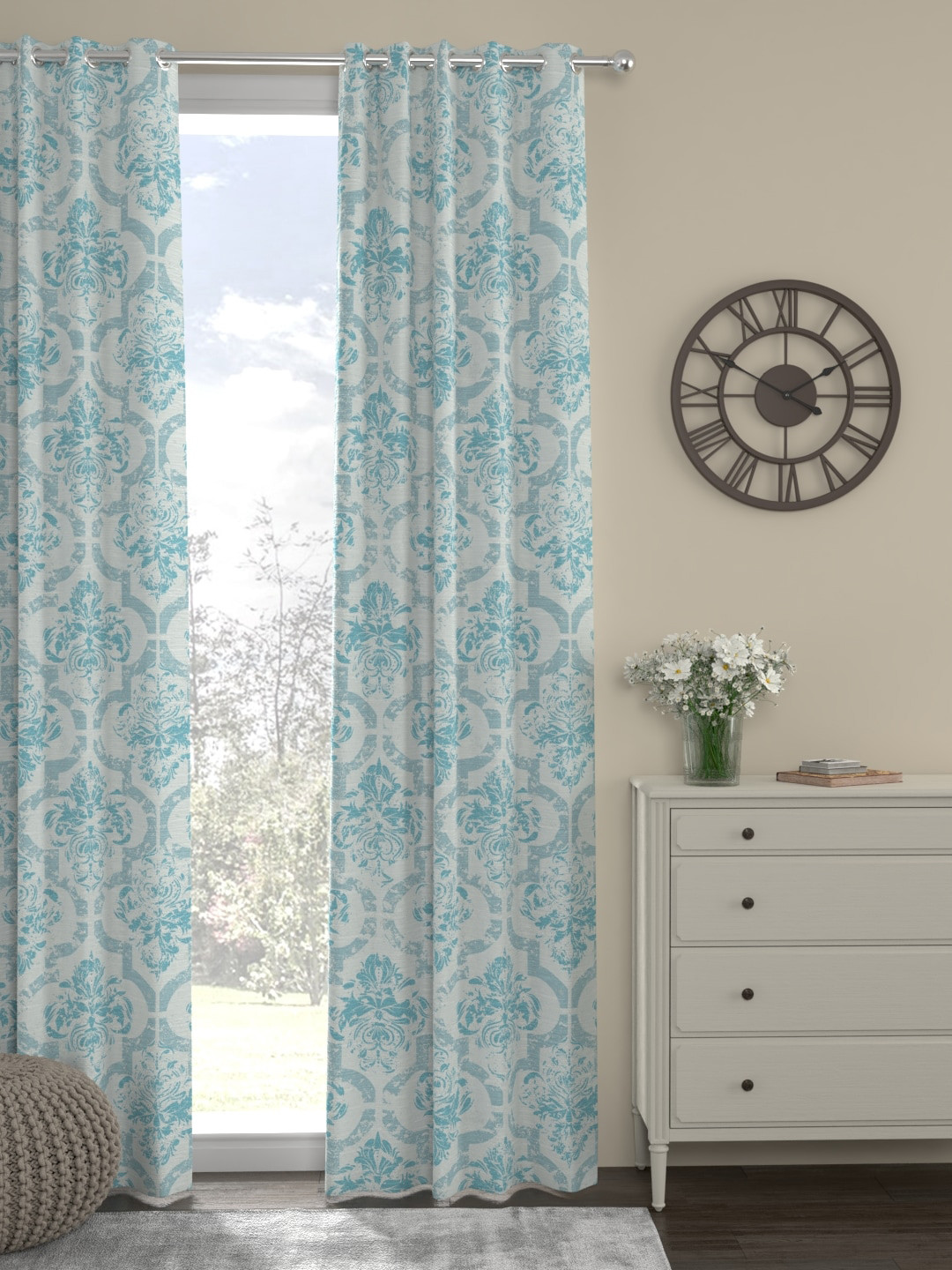 

ROSARA HOME Blue & White Printed Single Door Curtain