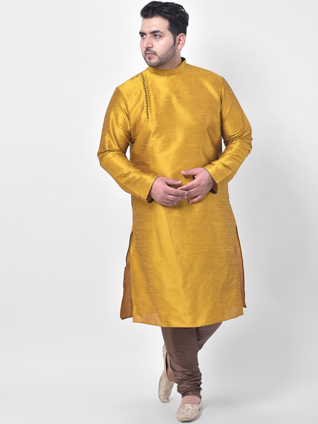 

DEYANN PLUS Men Mustard Yellow Solid Kurta