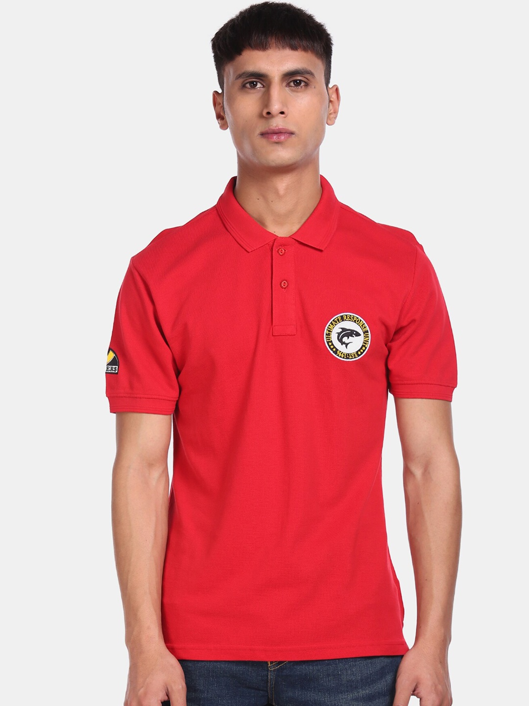 

Ruggers Men Red Solid Polo Collar T-shirt