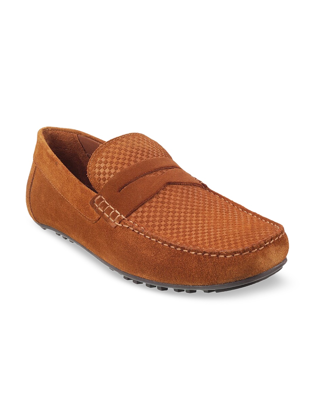 

Mochi Men Tan Brown Textured Suede Loafers