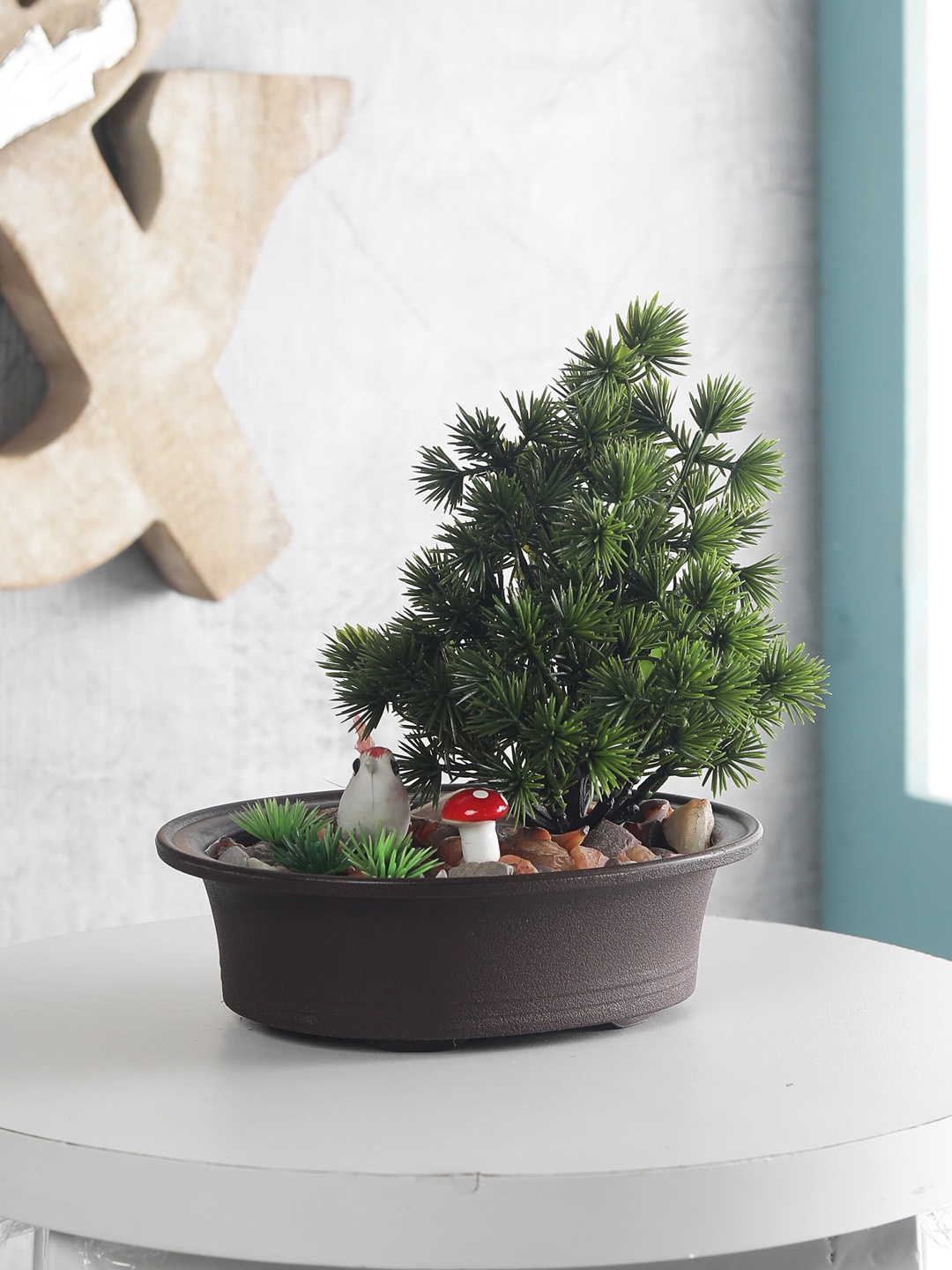 

FOLIYAJ Green Artificial Pine Leaves Bonsai Tree With Pot