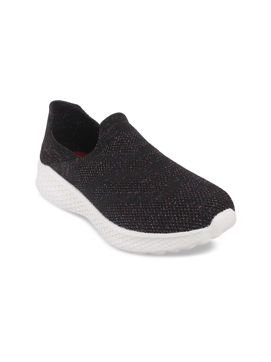 

Metro Women Black Woven Design Slip-On Sneakers