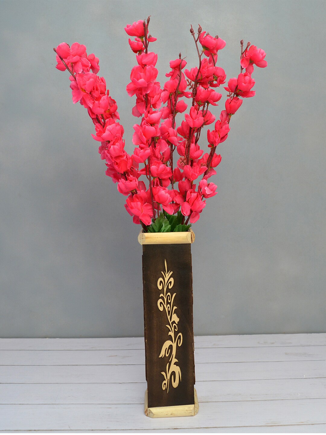 

fancy mart Red & Brown Artificial Flower Blossom Stick