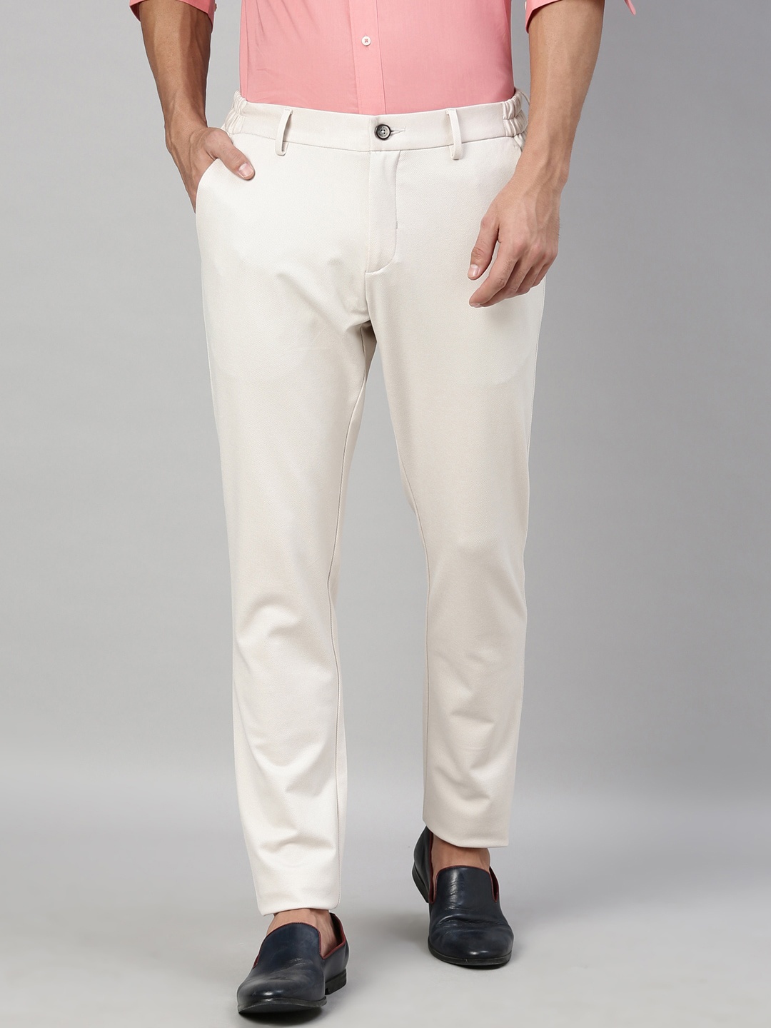 

RARE RABBIT Men Off-White Regular Fit Solid Chinos