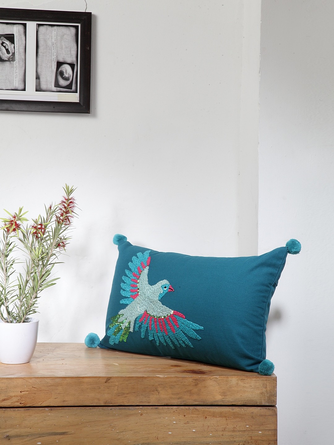 

BLANC9 Turquoise Blue & Green Set of Single Quirky Rectangle Cushion Covers