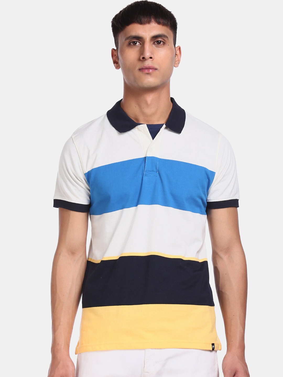 

Ruggers Men Multicoloured Colourblocked Polo Collar T-shirt, Multi