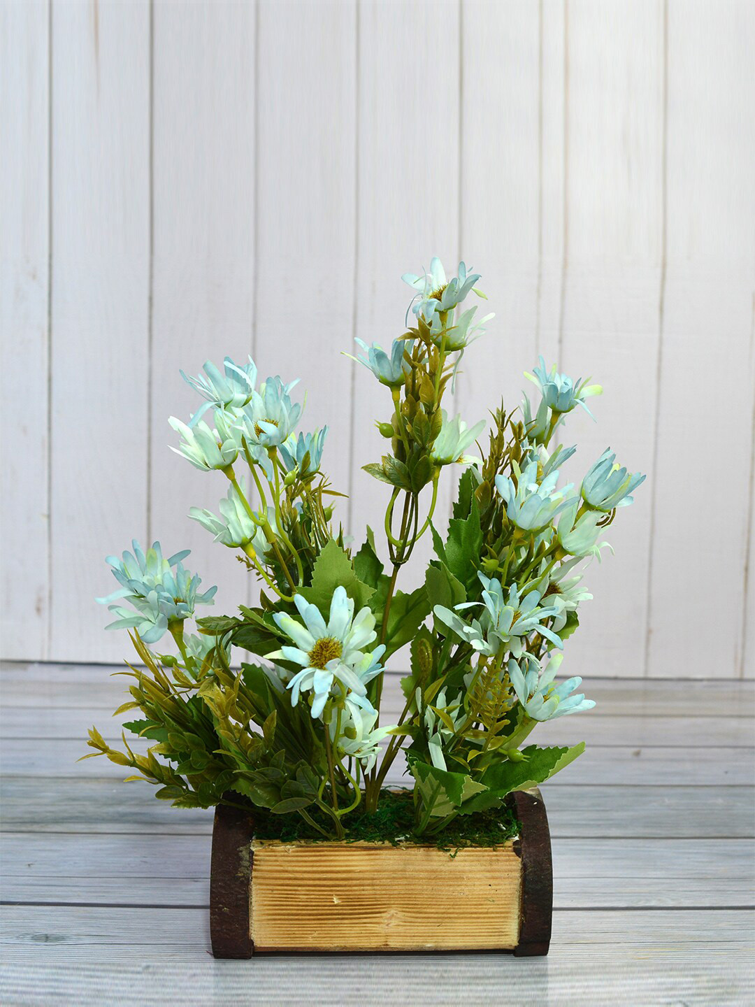

fancy mart Green & Blue Artificial Flower Icelandic With Pot