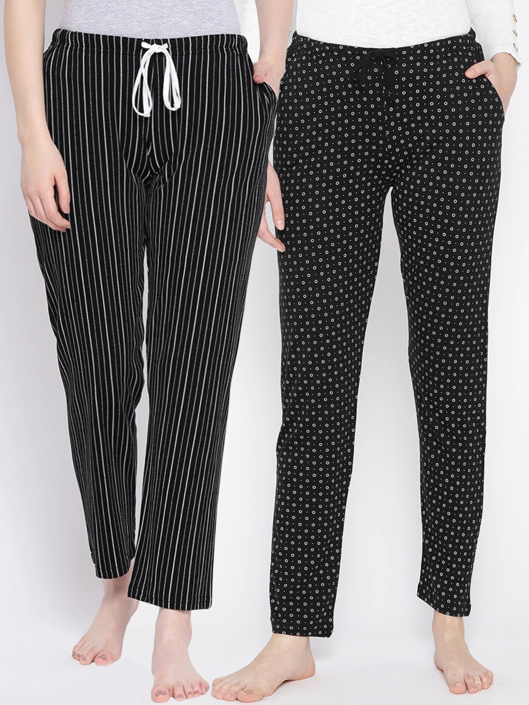 

Kanvin Women Pack of 2 Printed Lounge Pants, Black