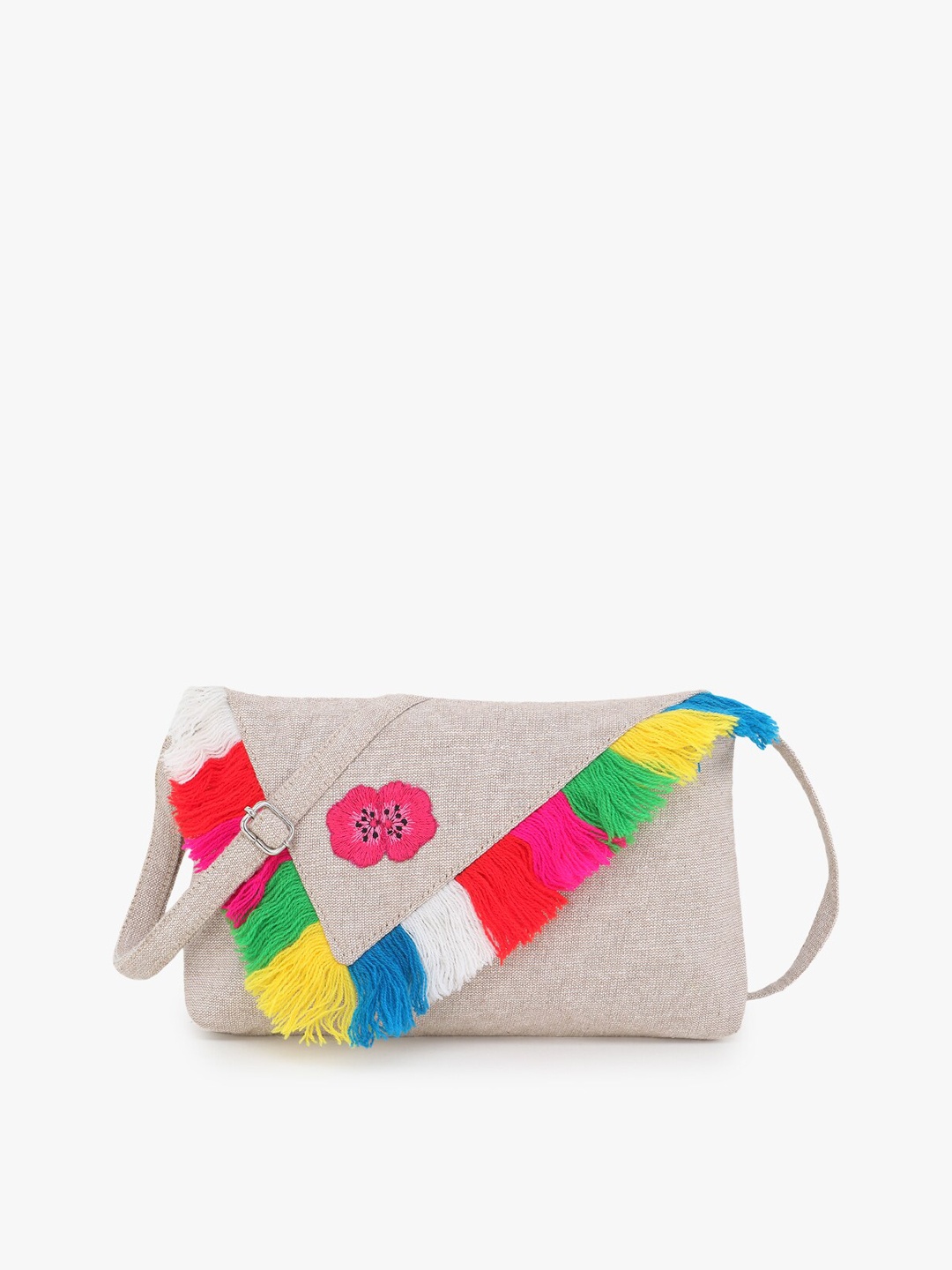 

Anekaant Cream-Coloured Embellished Sling Bag