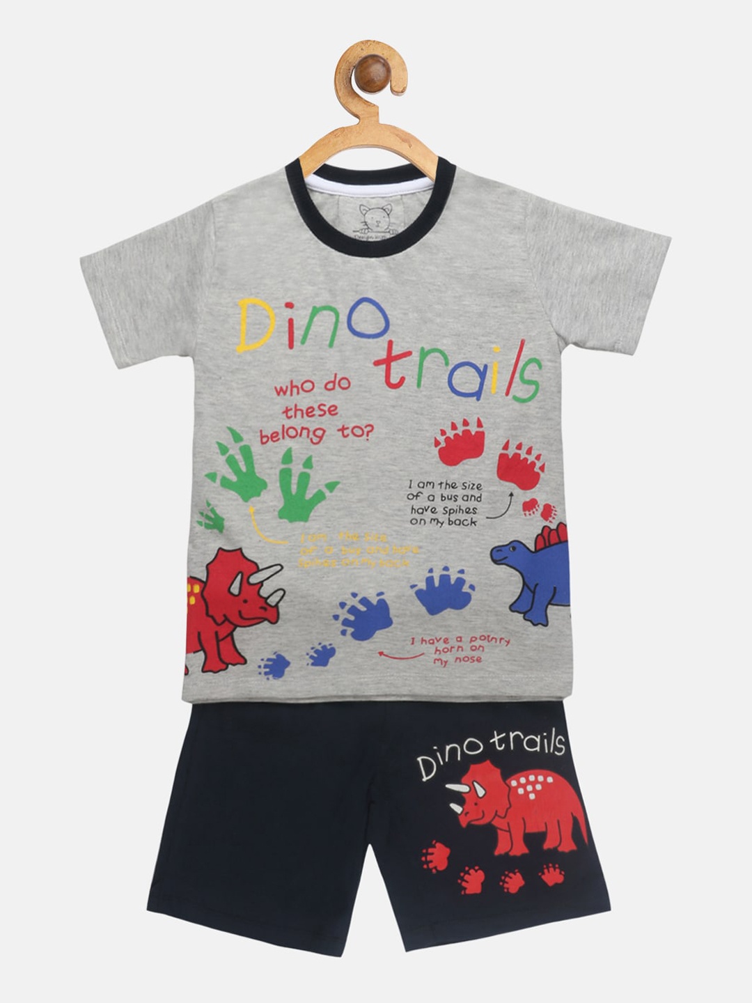 

Lazy Shark Boys Grey & Navy Blue Printed Co-Ord Set