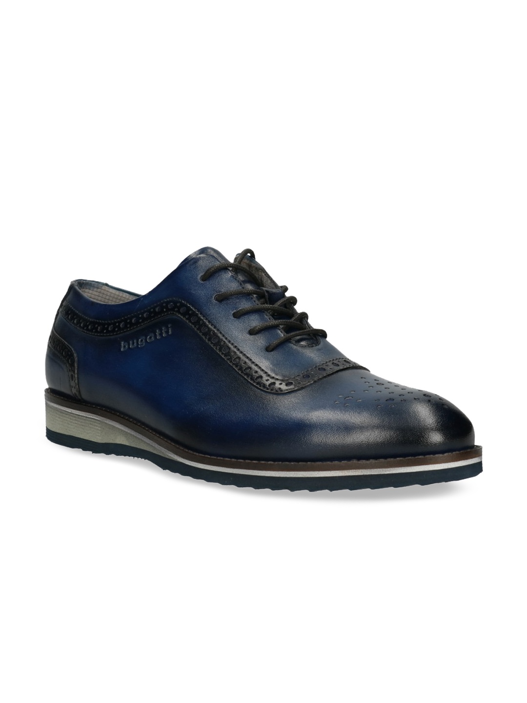 

Bugatti Men Navy Blue Solid Leather Formal Oxfords