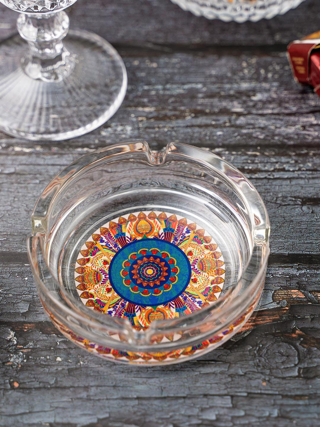 

KOLOROBIA Blue & Orange Sylvan Egyptian Printed Ashtray