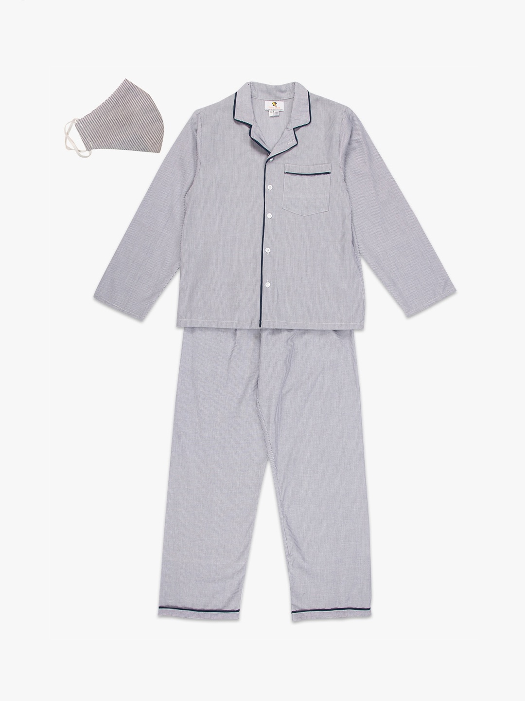 

TINY HUG Boys White & Black Striped Night suit