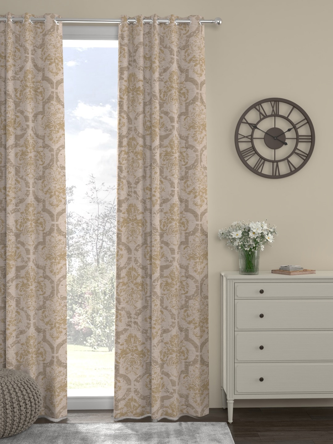 ROSARA HOME Beige Single Door Curtain