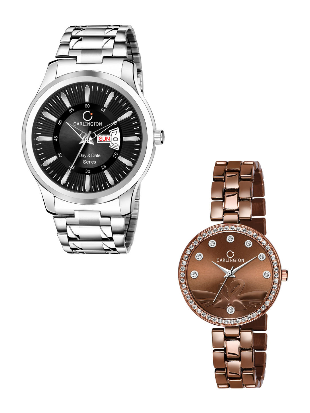 

CARLINGTON Unisex Copper-Toned & Silver-Toned Combo Analogue Watch