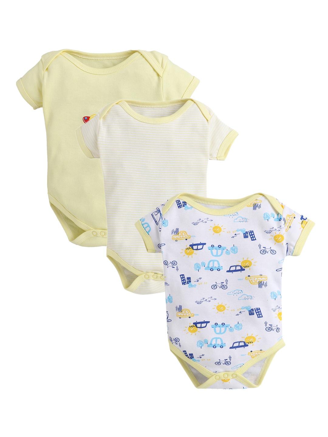 

BUMZEE Infant Kids Pack Of 3 Bodysuits, White