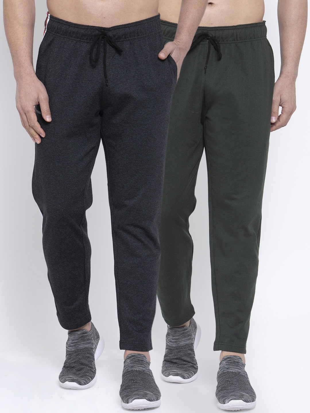 

NEUDIS Men Pack of 2 Pure Cotton Solid Track Pants, Charcoal