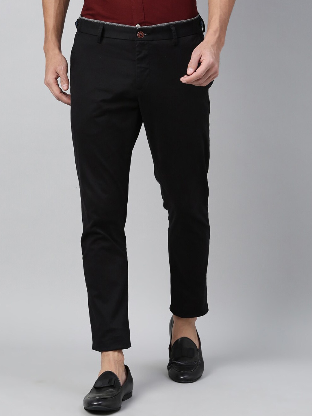 

RARE RABBIT Trews Mid-Rise Solid Regular Fit Trouser, Black