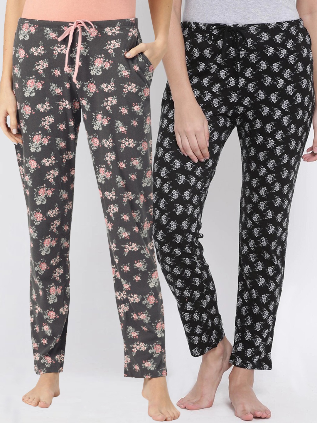 

Kanvin Women Pack Of 2 Printed Lounge Pants, Grey