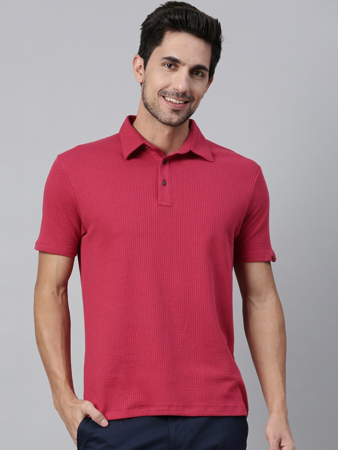 

RARE RABBIT Men Red Solid Polo Collar T-shirt