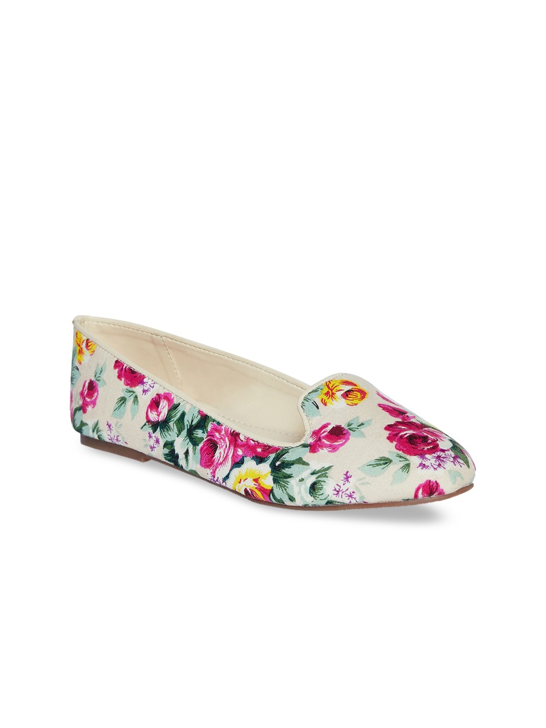 

People Women White Printed Fabric Ballerinas