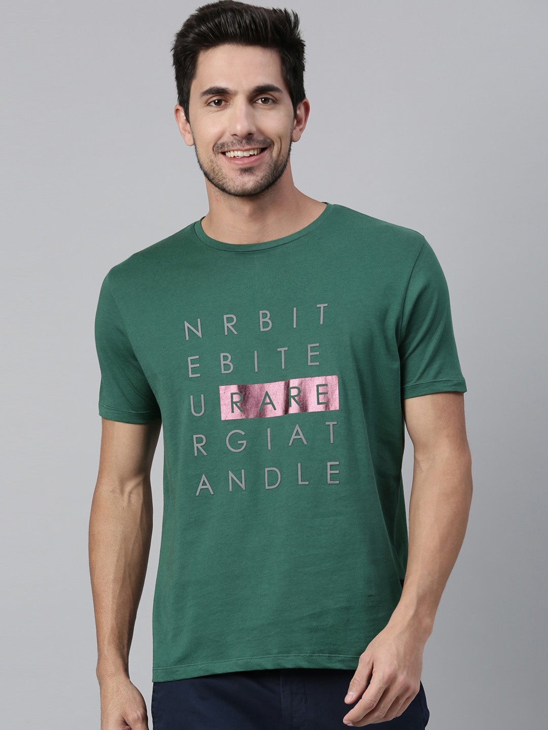 

RARE RABBIT Men Rings-4 Slim Fit Solid Polo Collar T-Shirt, Green