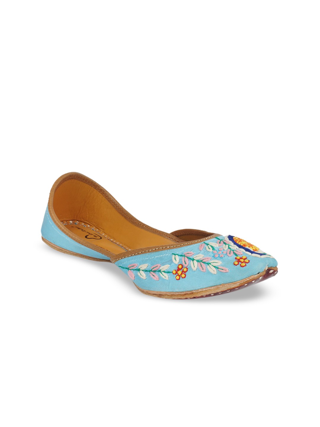 

The Desi Dulhan Women Blue Woven Design Fabric Mojaris
