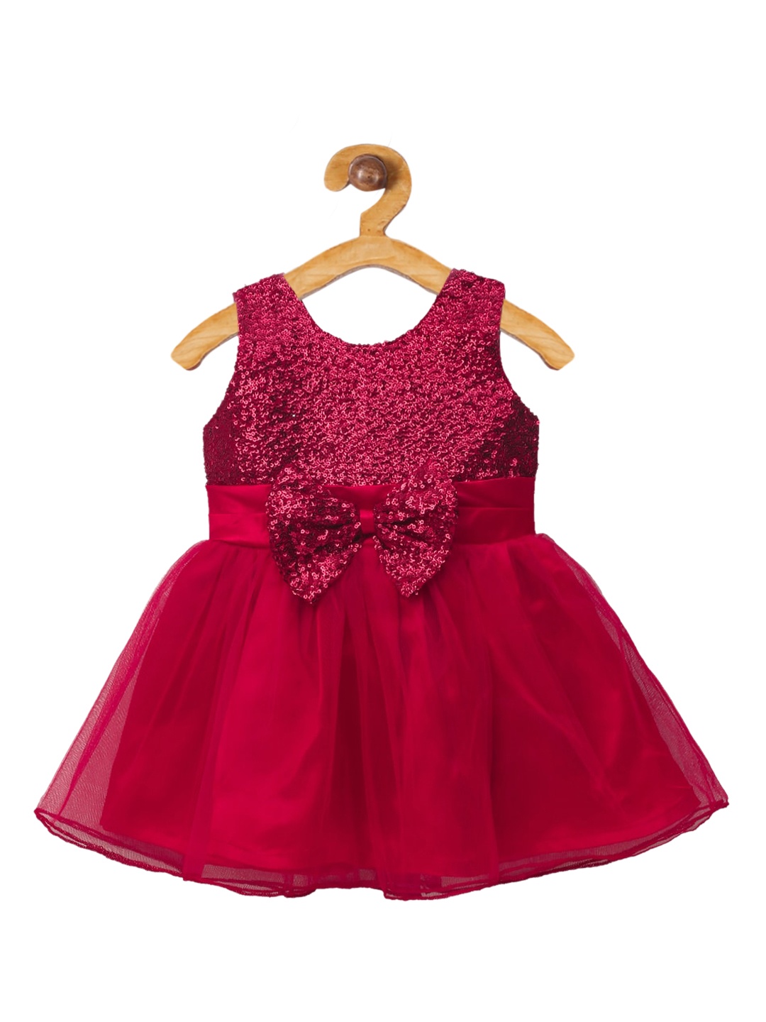 

The Magic Wand Girls Maroon Embellished Fit and Flare Dress