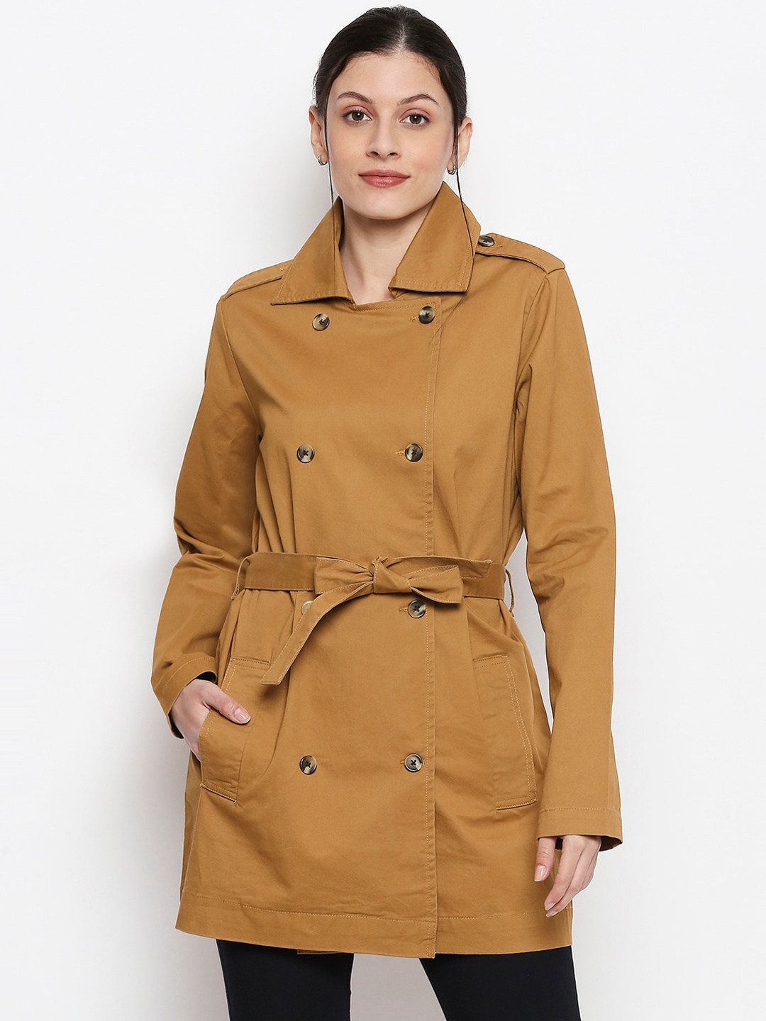 

People Women Brown Solid Tailored Jacket
