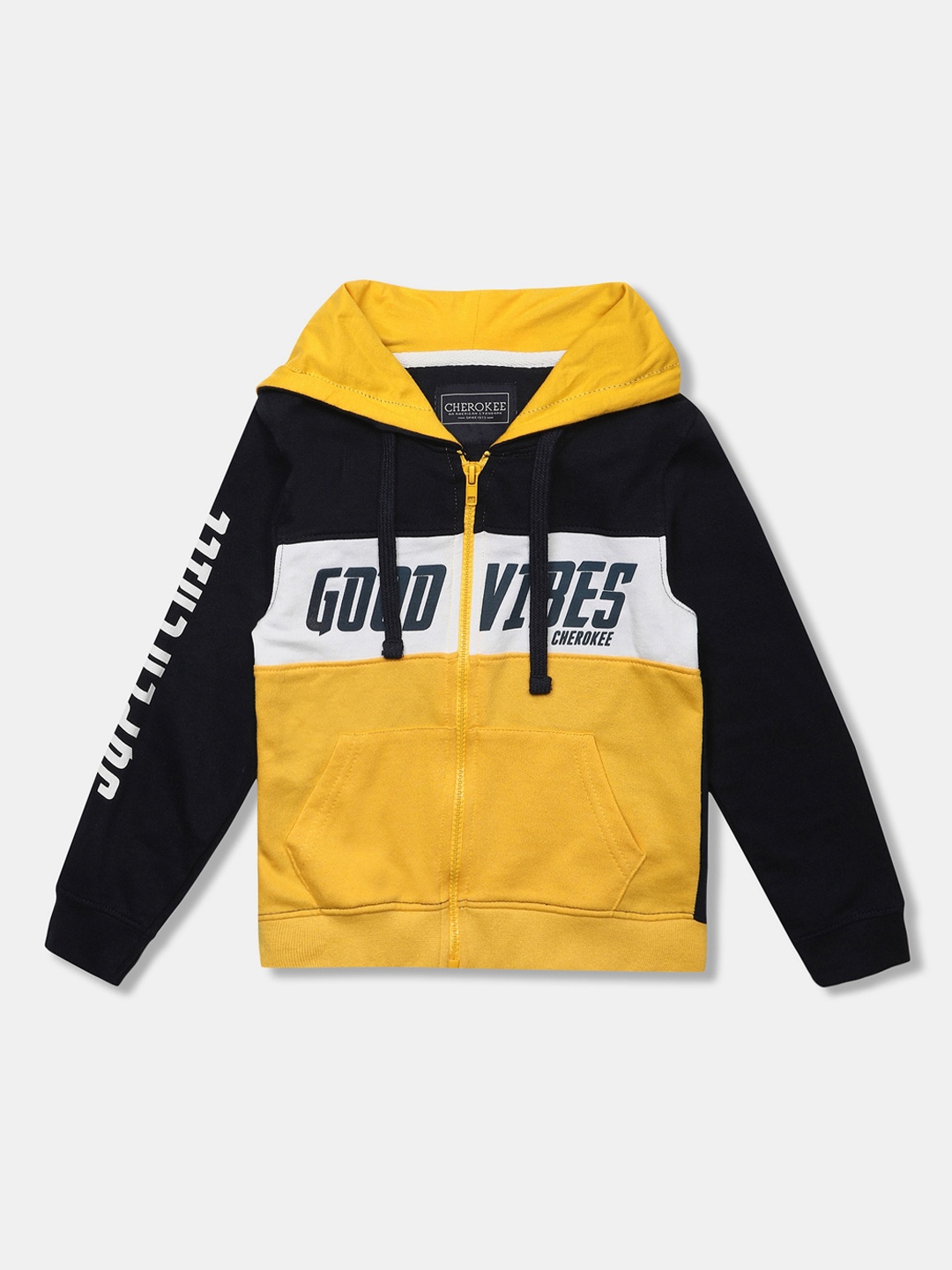 

Cherokee Boys Yellow Colourblocked Hooded Sweatshirt
