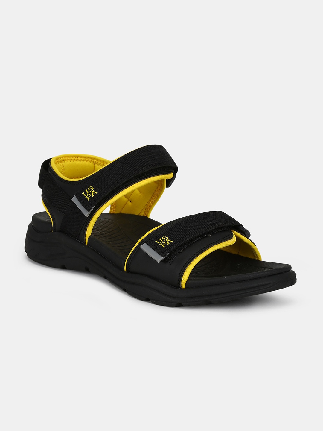 

U.S. Polo Assn. Men Black & Yellow Solid Sports Sandals