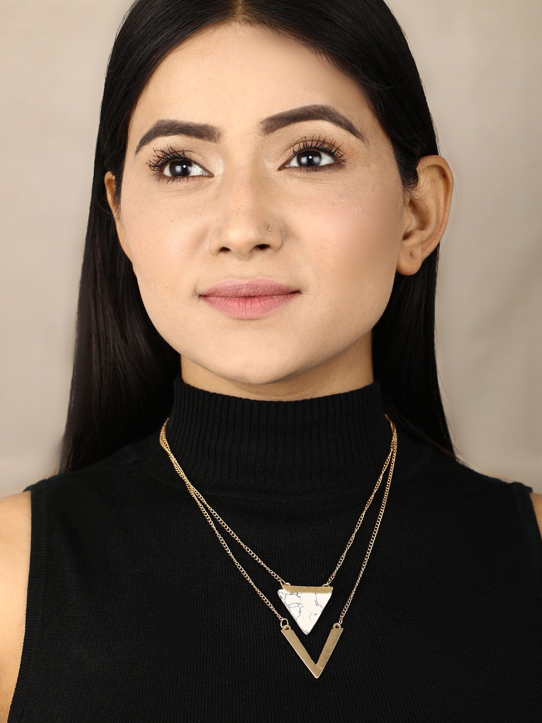 

Priyaasi Gold-Toned & White Brass Gold-Plated Layered Necklace