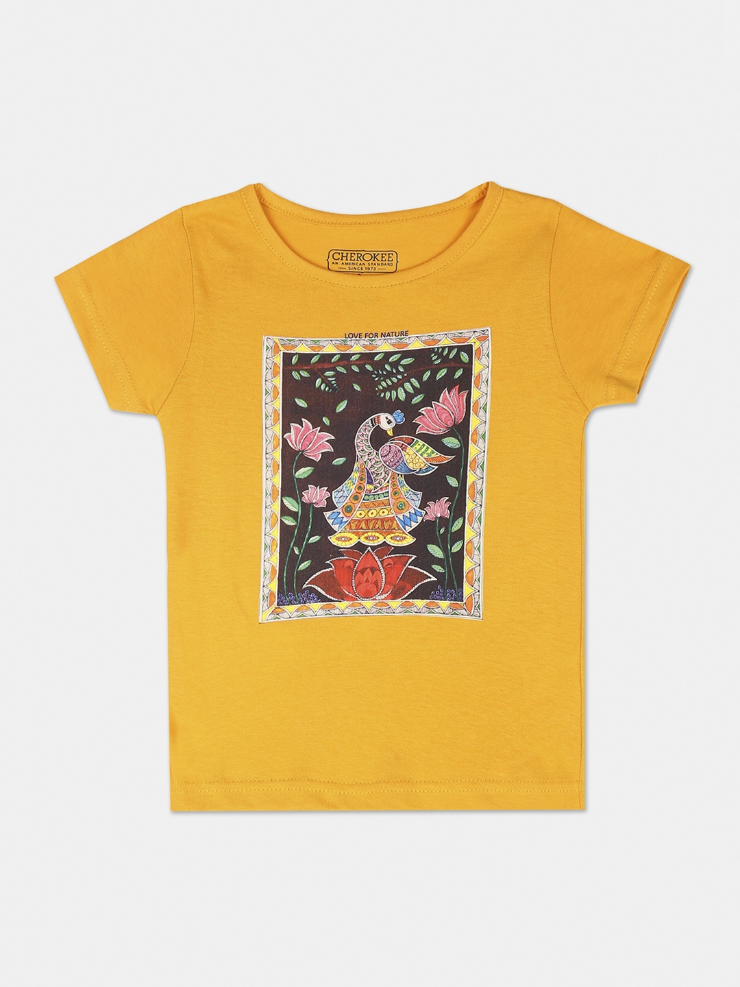 

Cherokee Girls Yellow Printed Round Neck T-shirt