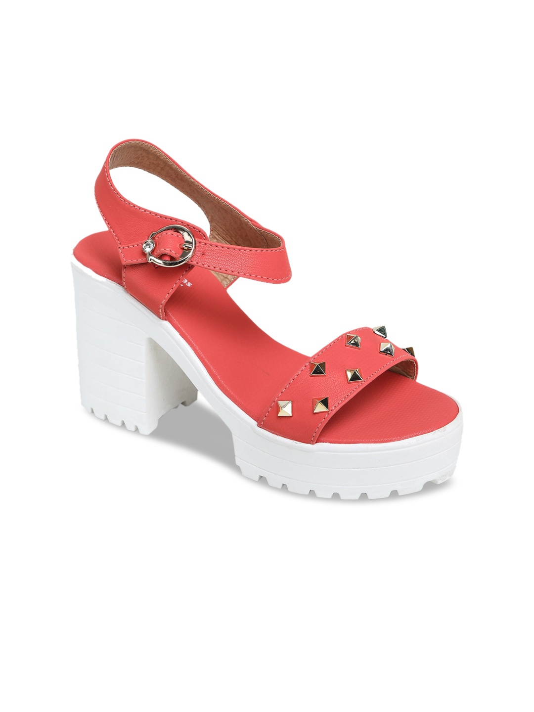 

LONDON STEPS Women Orange Embellished Platform Heels