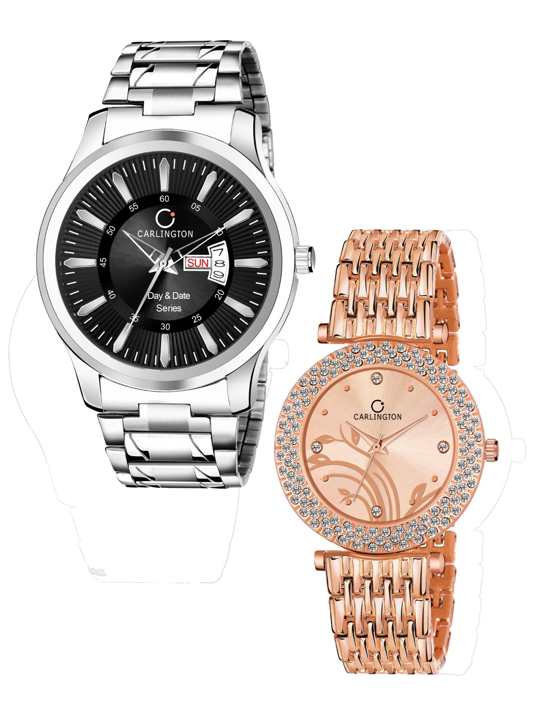 

CARLINGTON Unisex Silver-Toned & Copper-Toned Combo Analogue Watch
