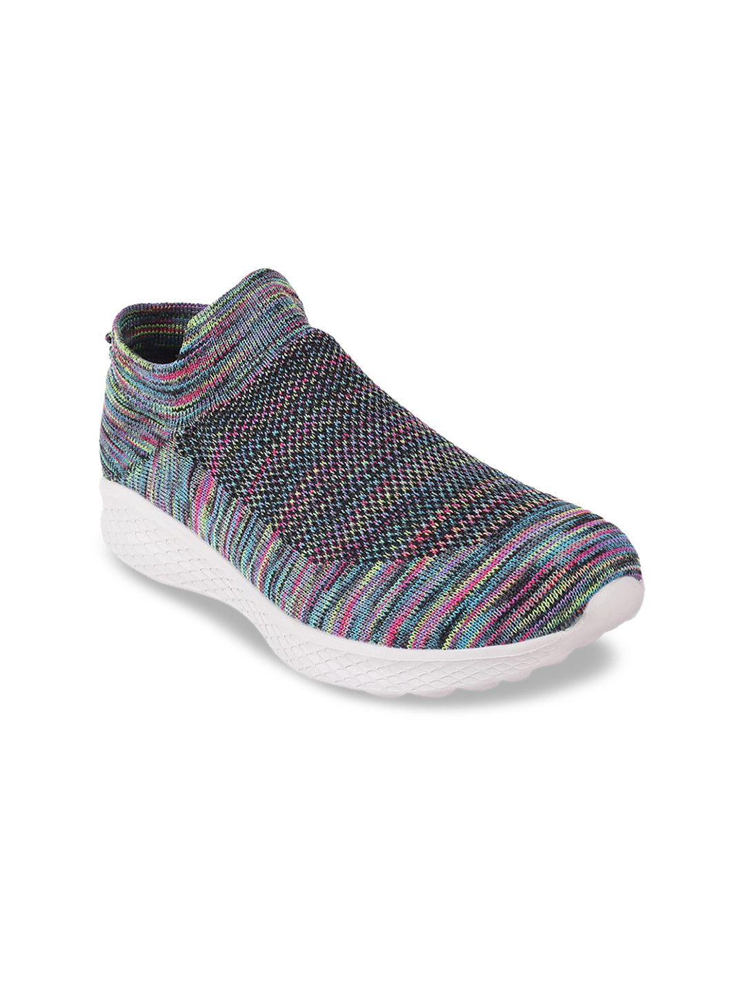

Metro Women Green & Blue Woven Design Slip-On Sneakers