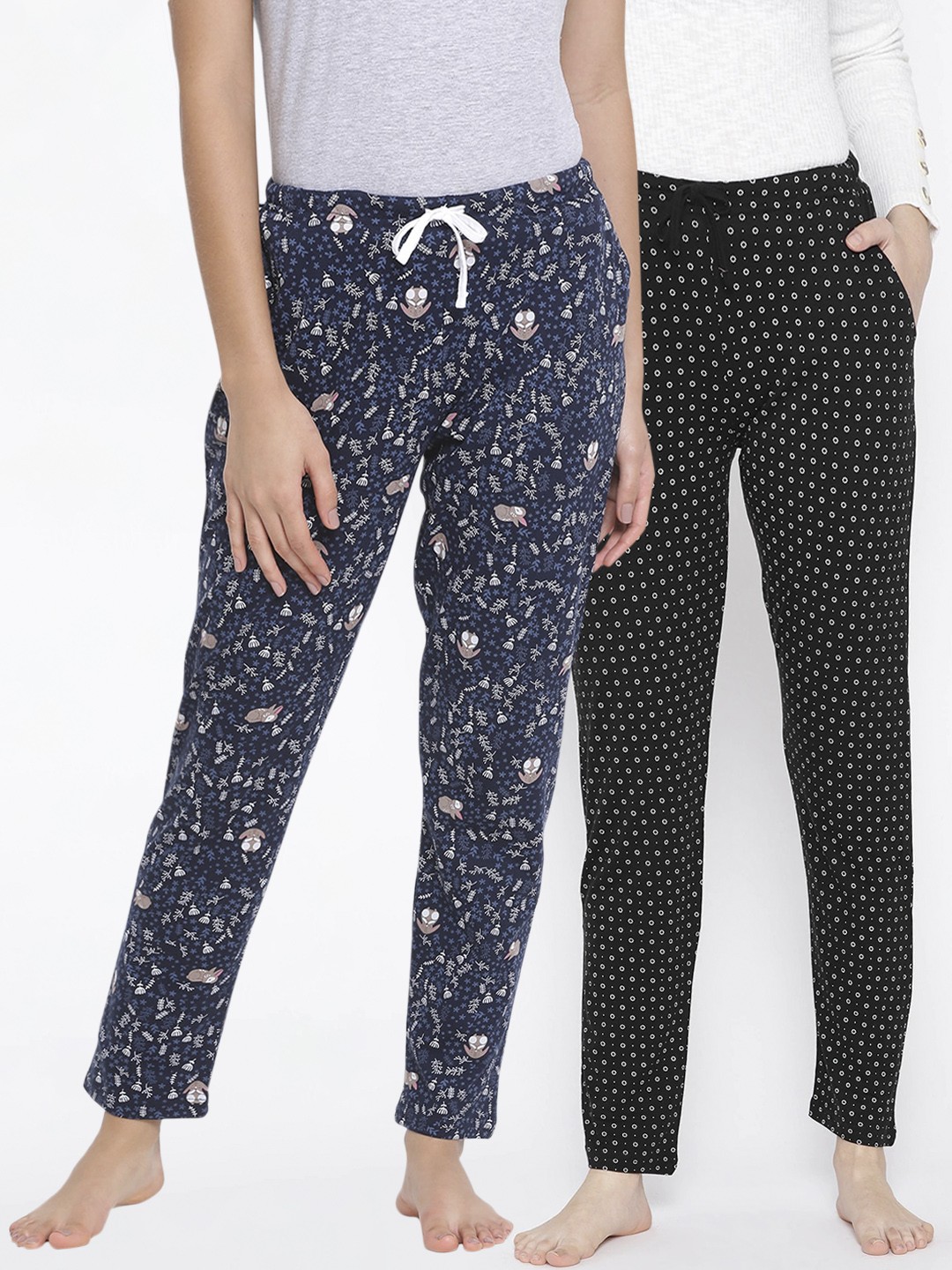 

Kanvin Women Pack of 2 Printed Lounge Pants, Black