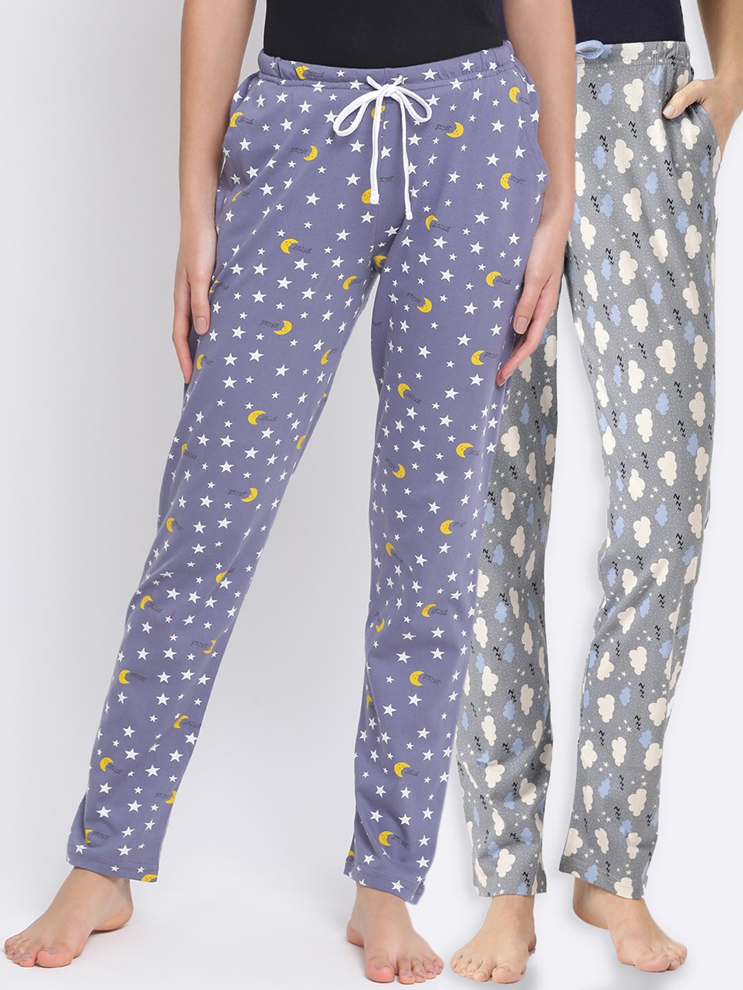 

Kanvin Women Pack Of 2 Printed Lounge Pants, Purple