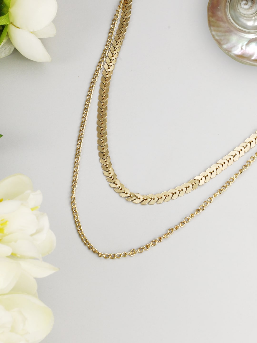 

Priyaasi Gold-Toned Brass Gold-Plated Layered Necklace